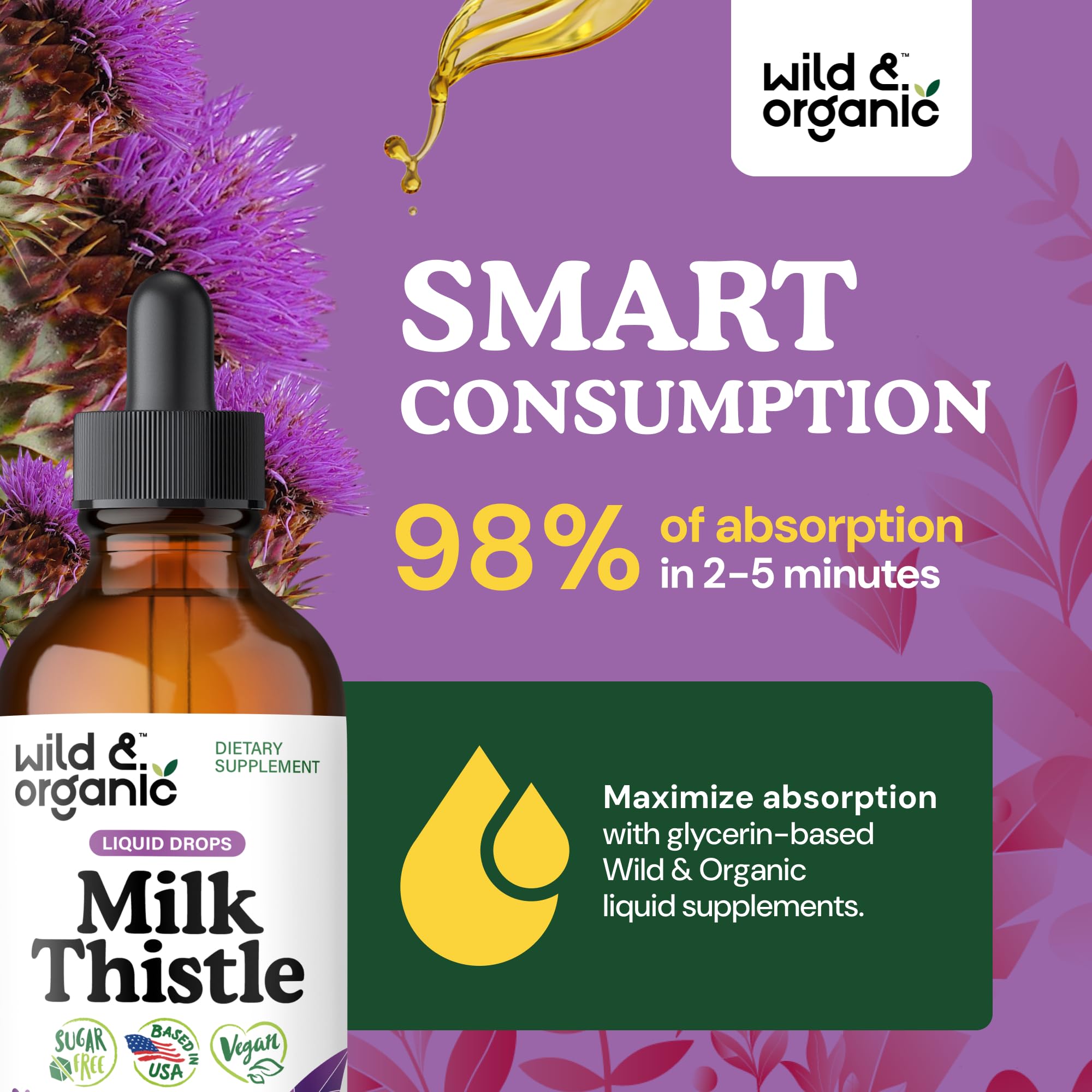 Etiqueta Wild & Organic con información nutricional clara y beneficios