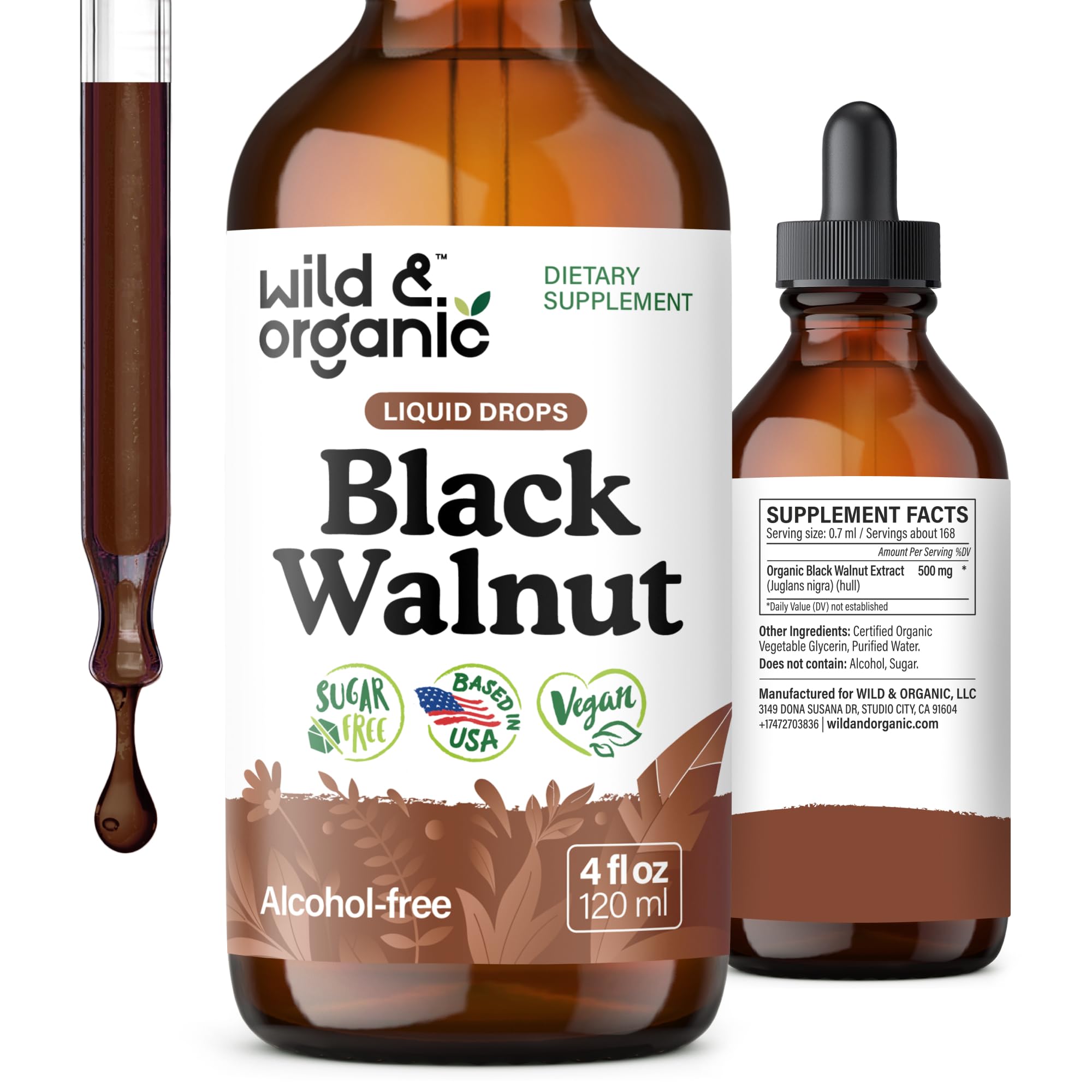 Wild & Organic frasco frente mostrando etiqueta clara y beneficios