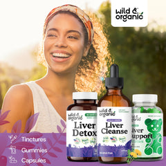 Wild & Organic gotas en vaso mezcladas para consumo rápido y cómodo
