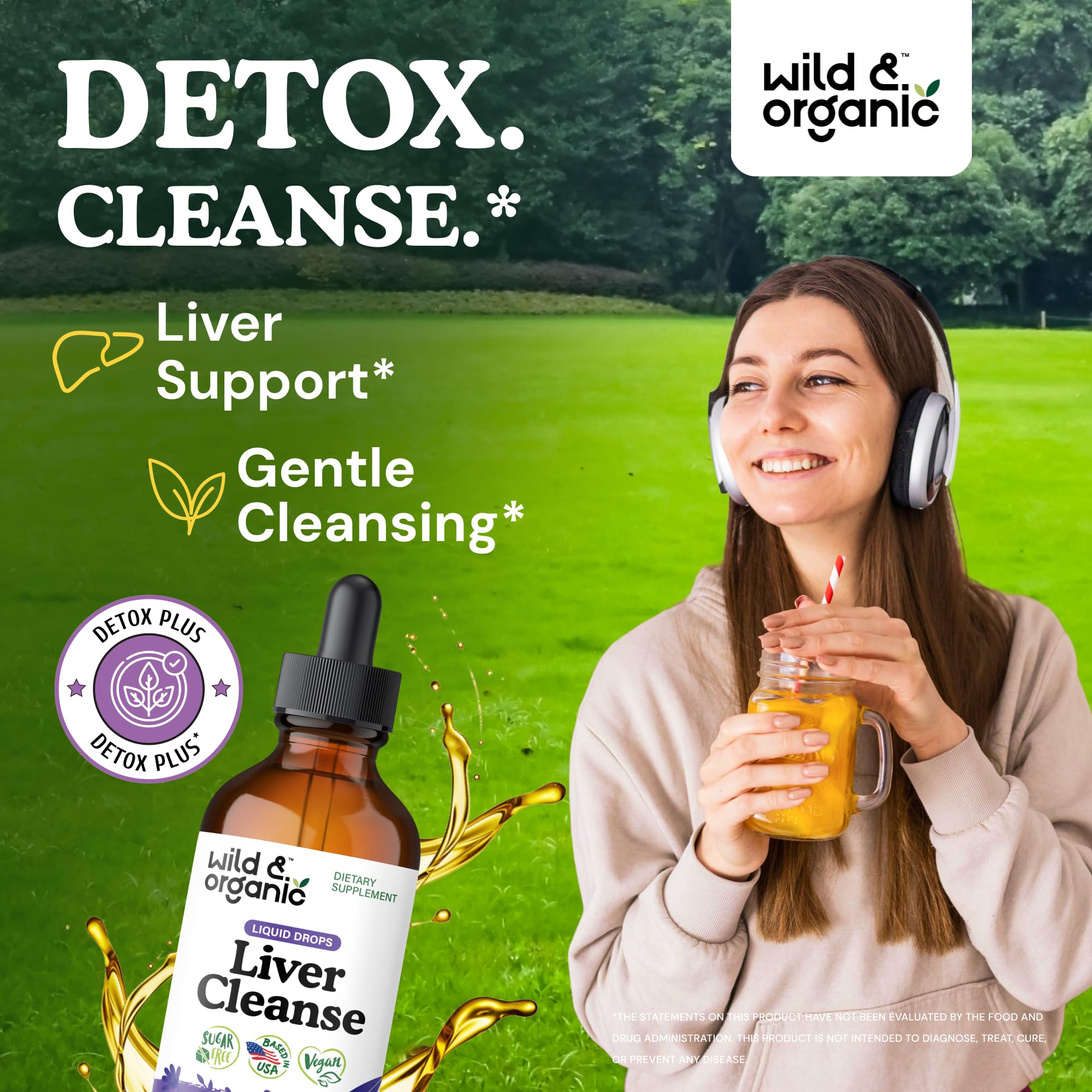 Wild & Organic gotero cerca mostrando textura líquida y dosificación fácil
