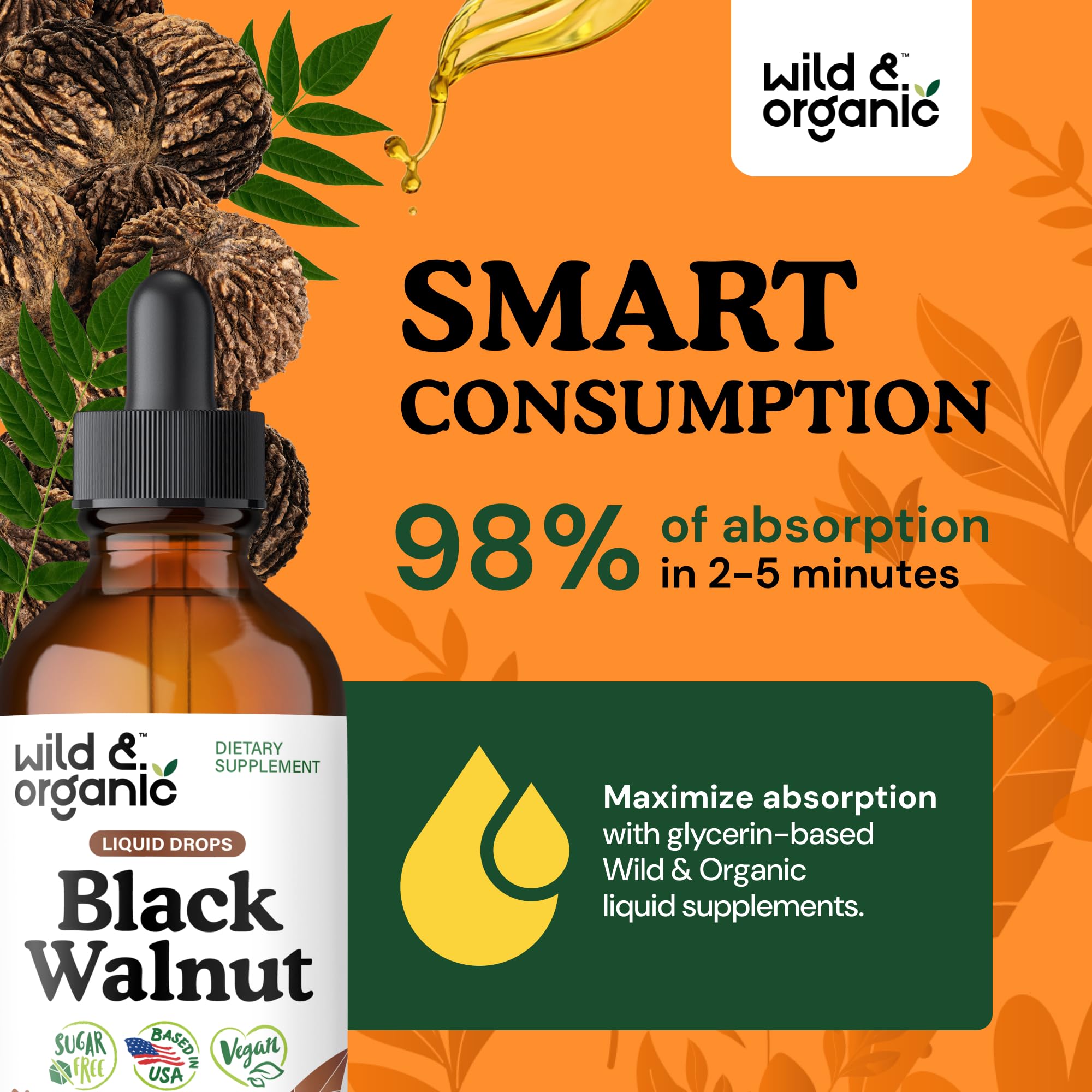Wild & Organic gotero en uso dosificando gotas con precisión