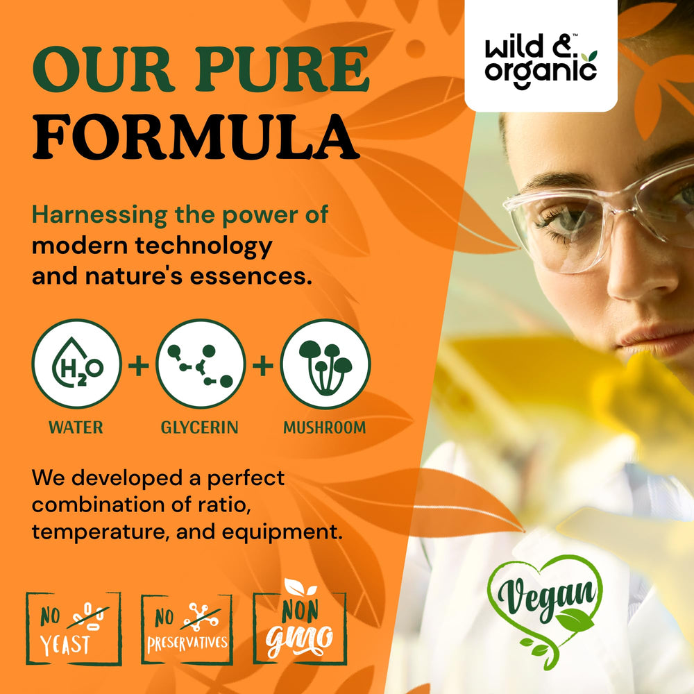 Wild & Organic ingredientes en primer plano destacando glicerina vegetal y extracto