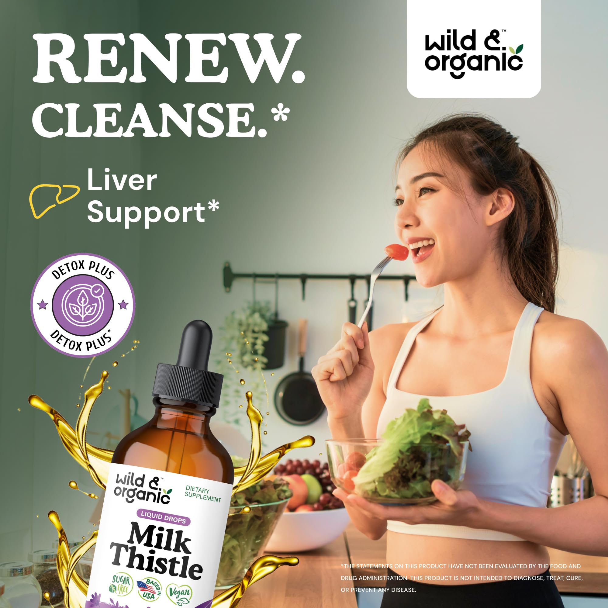 Detalle de ingredientes Wild & Organic mostrando fórmula vegana y limpia