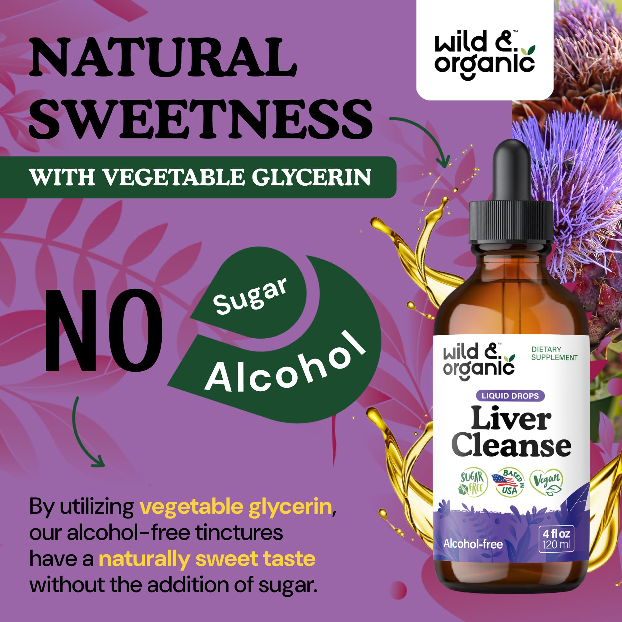 Wild & Organic raíces y hierbas crudas que ilustran ingredientes naturales