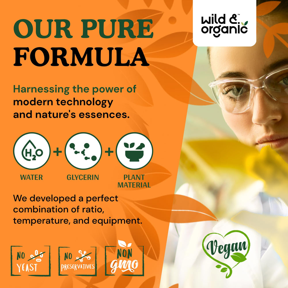Fórmula vegana de Wild & Organic, sin OGM ni alcohol.
