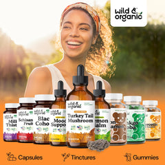Wild & Organic gotas en taza de té, mezcla sencilla y agradable