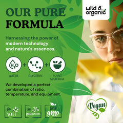 Wild & Organic gotas vertidas en bebida fría, conveniencia para mezclar