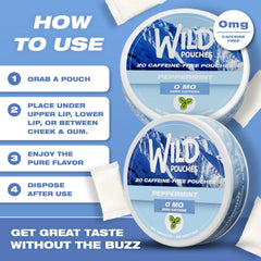 Wild Pouches lata abierta con 20 bolsitas mostrando cantidad por envase