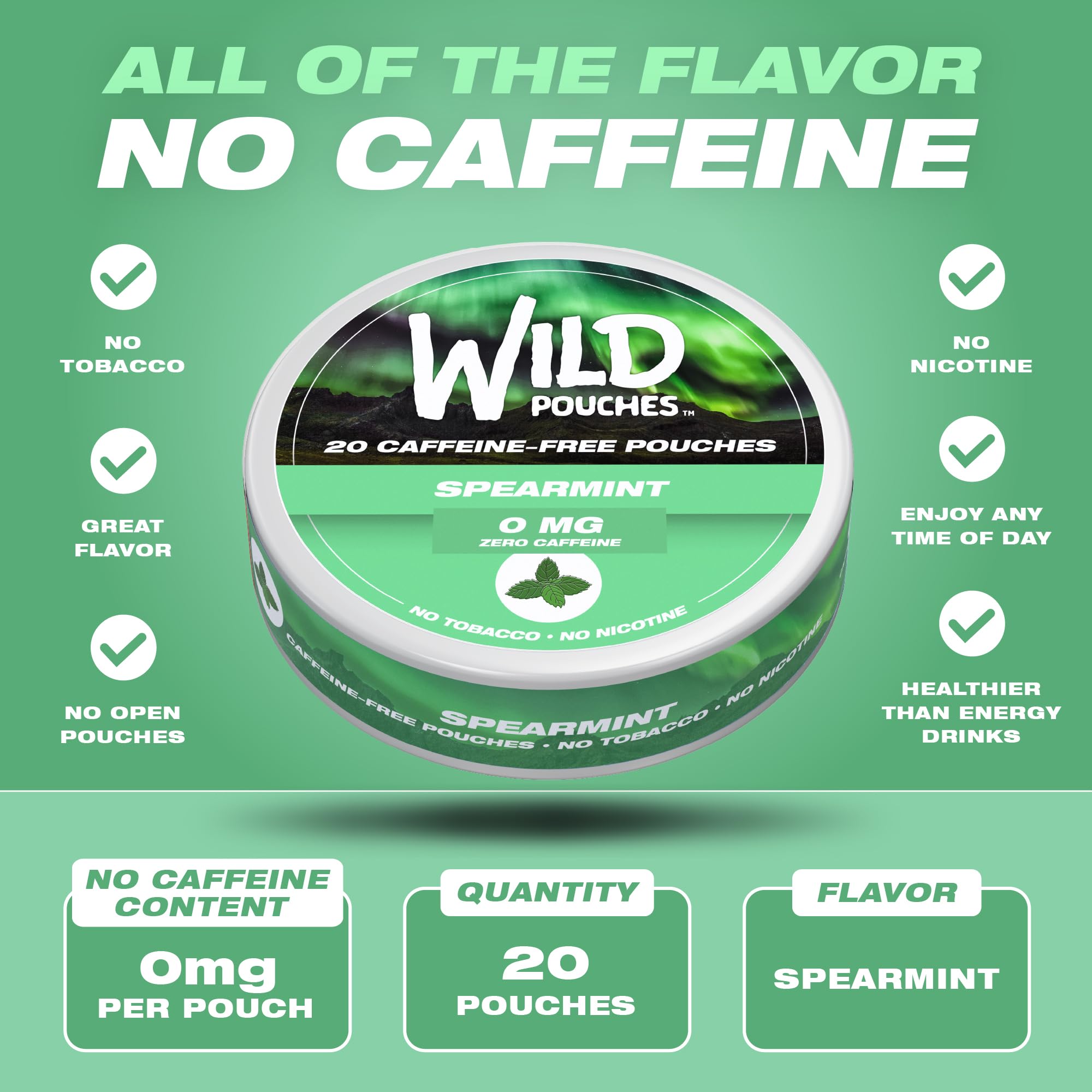 Wild Pouches envase abierto mostrando los 20 sobres listos para usar