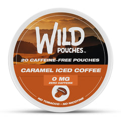 Wild Pouches frente del envase con sabor caramelo café iced y apariencia atractiva