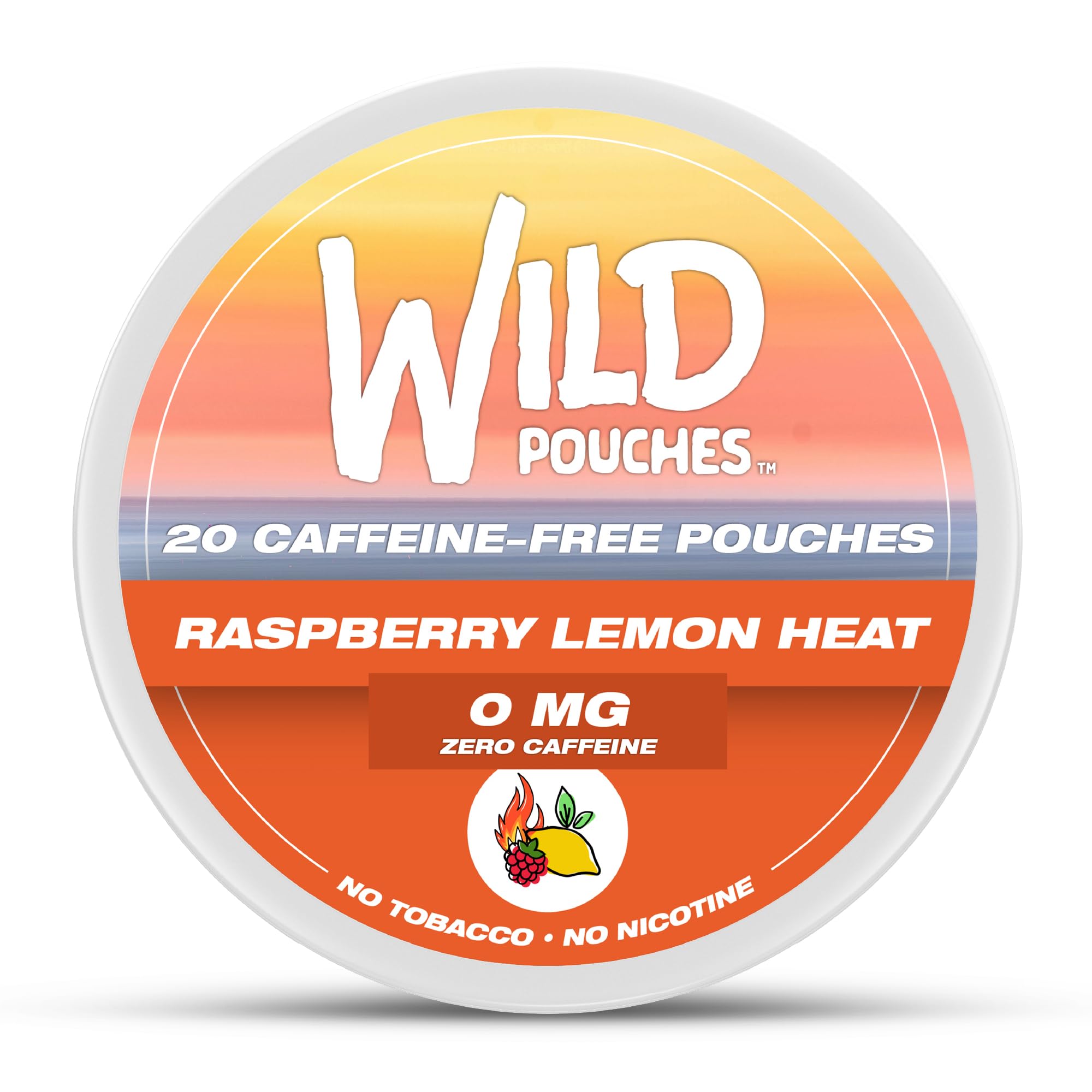Wild Pouches frontal de lata Raspberry Lemon Heat, presentación clara y práctica