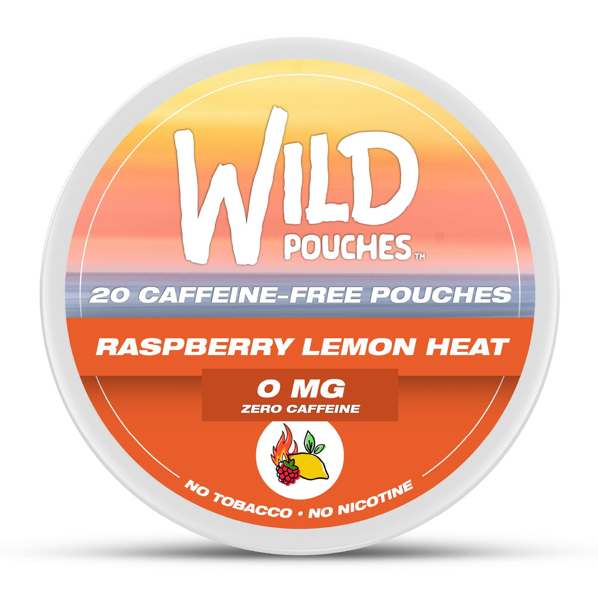Wild Pouches frontal de lata Raspberry Lemon Heat, presentación clara y práctica