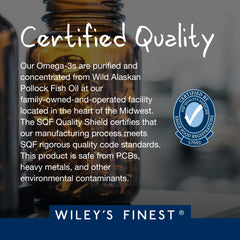 Sello MSC en botella Wiley's Finest indicando pesca sustentable verificada