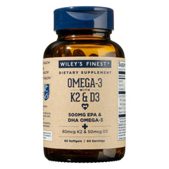 Wiley's Finest envase frontal mostrando cápsulas y beneficios