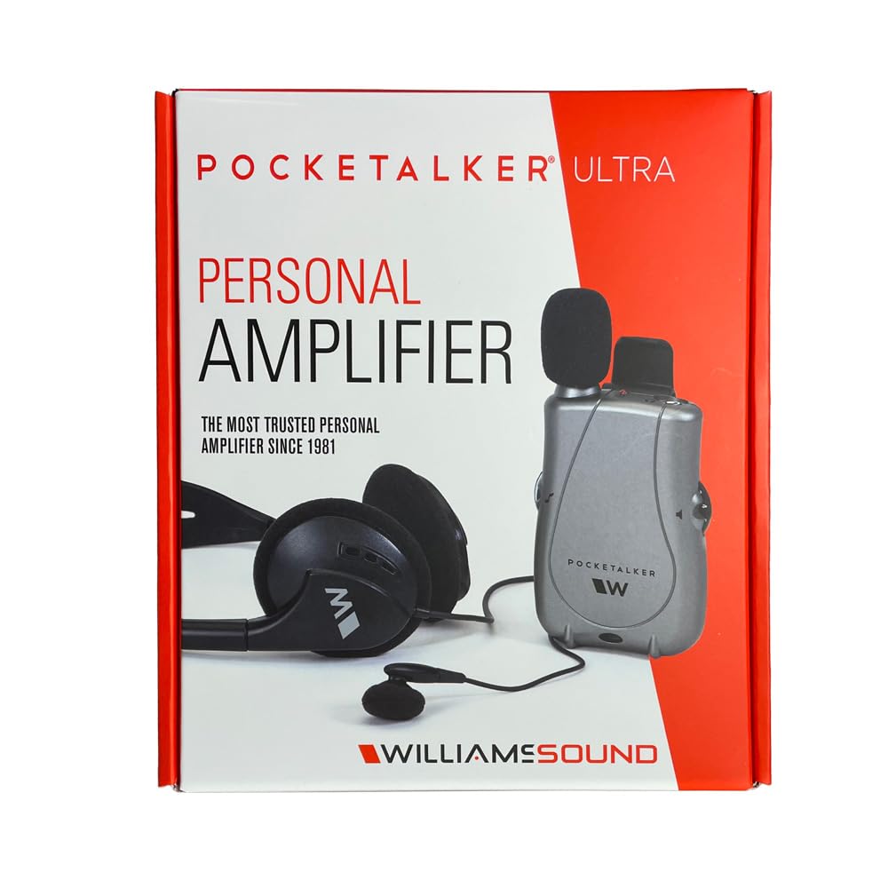 Williams Sound PockeTalker Ultra conectado a televisor, reduce ruido ambiente