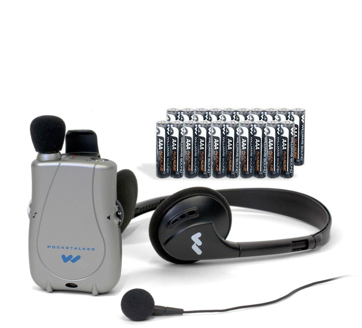 Williams Sound Pocketalker frontal mostrando pantalla y carcasa, facilidad de manejo