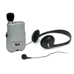 Williams Sound PockeTalker Ultra vista frontal con controles, mejora la claridad