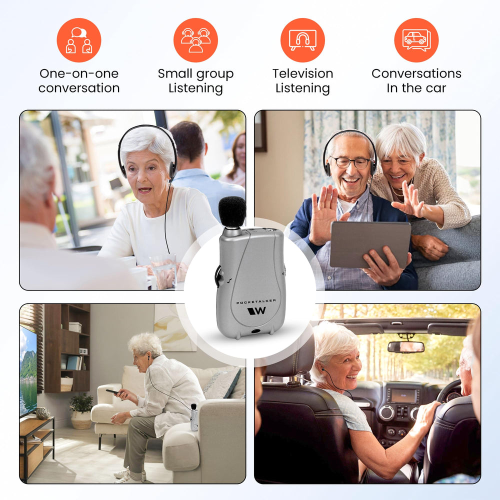 Williams Sound Pocketalker usado para ver televisión con voz más nítida