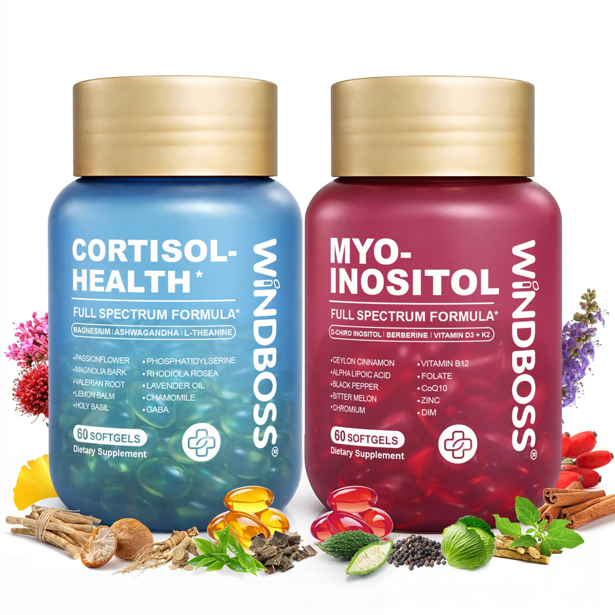 Windboss pack frontal mostrando envases y beneficios para bienestar