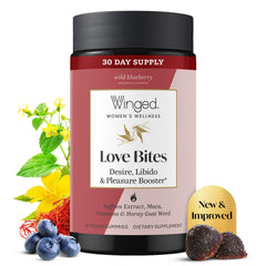 Winged Wellness frontal del envase mostrando el diseño y beneficio vegano