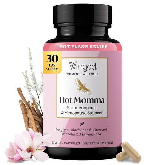 Winged Wellness botella frontal mostrando etiqueta clara y beneficio diario