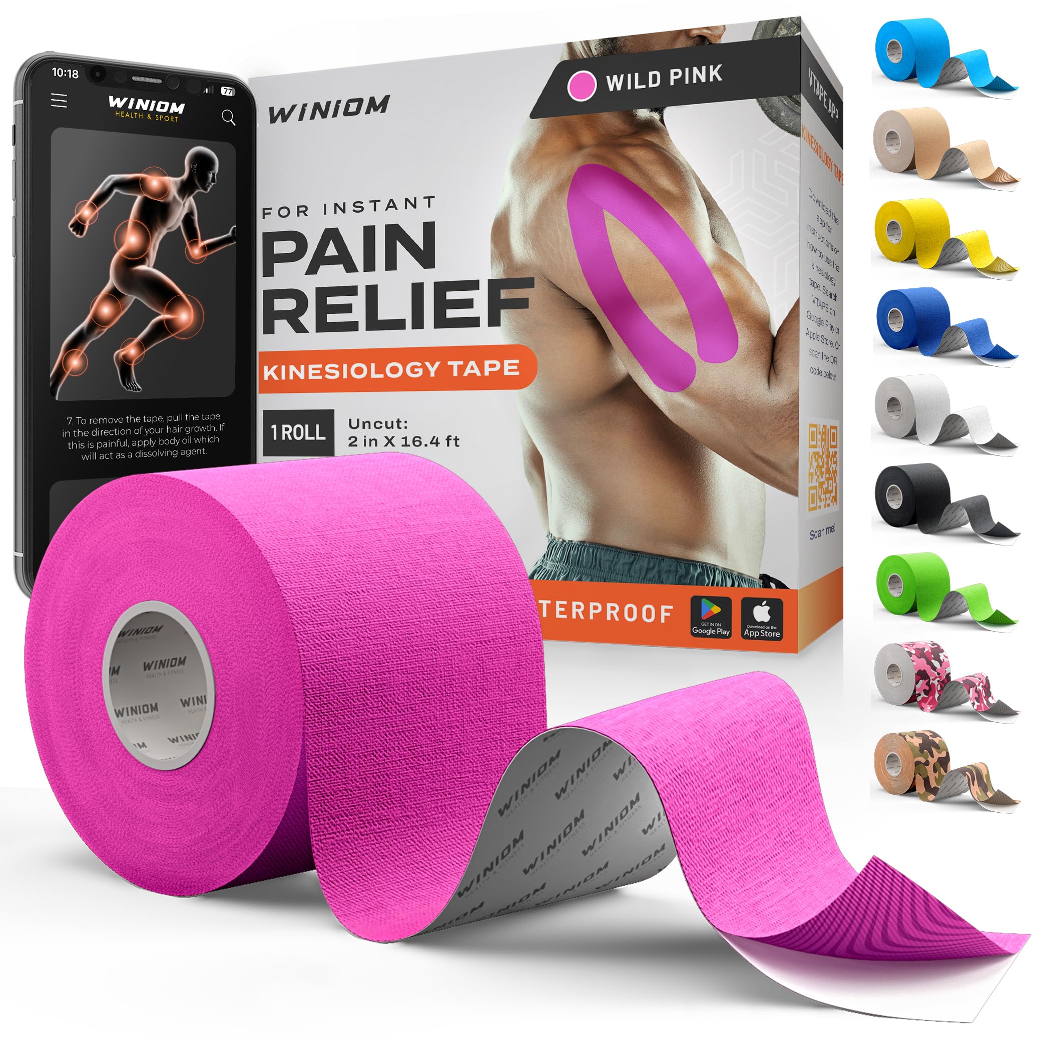 WINIOM frontal del empaque mostrando color wild pink y beneficios