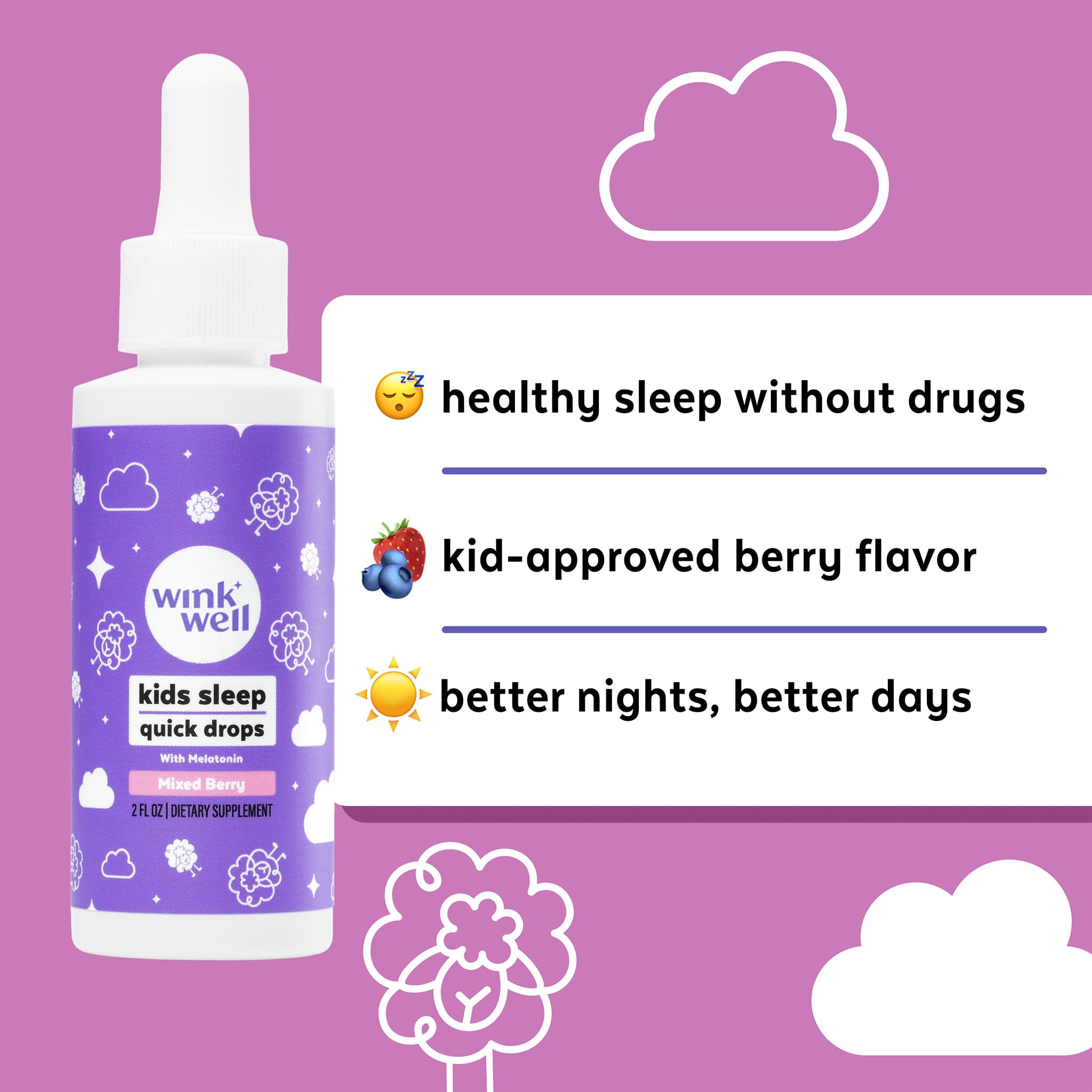 Wink Naturals empaque con indicación sin azúcar para opciones nocturnas más limpias