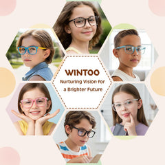WINTOO niña usando gafas mientras estudia, mayor comodidad visual