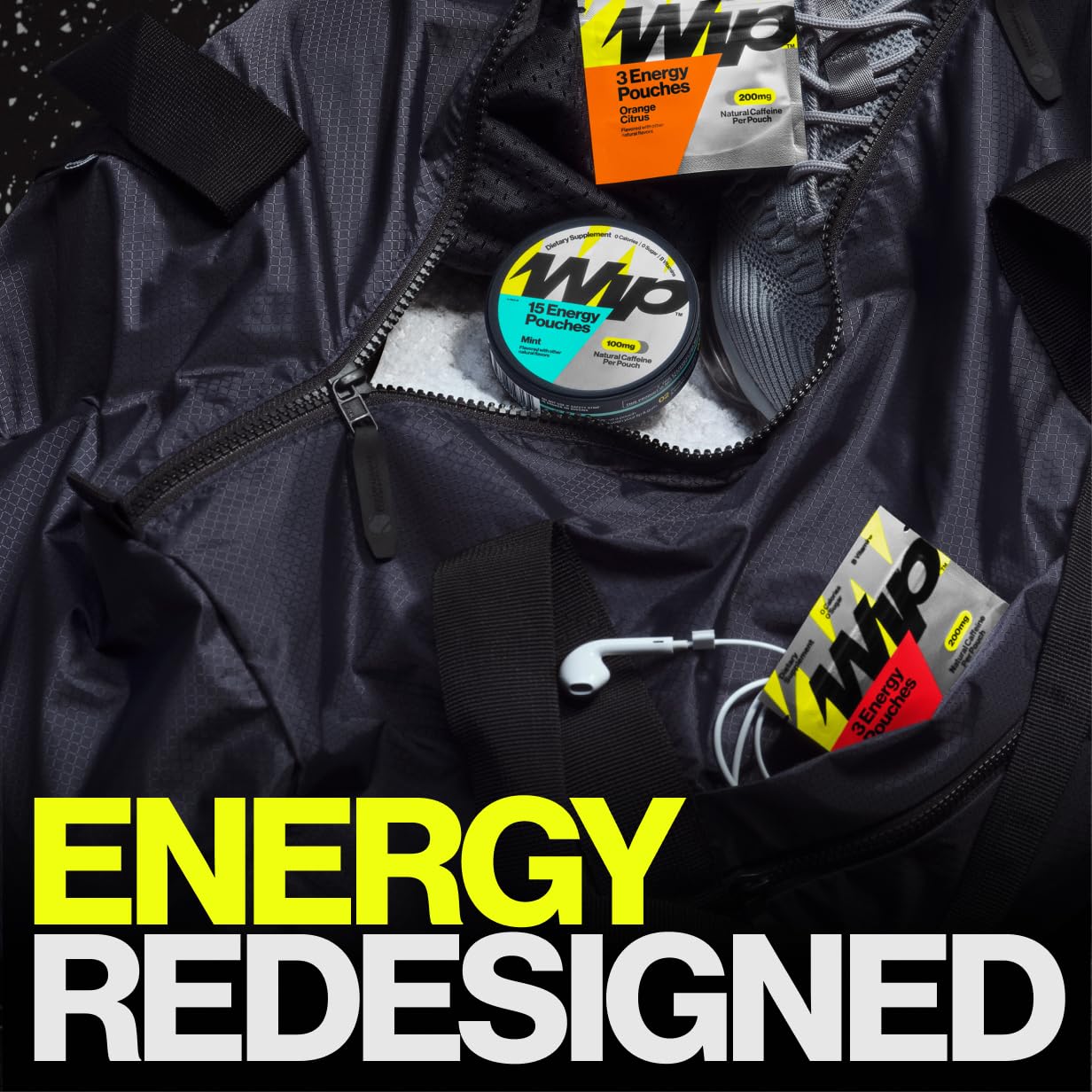 Wip estilo de vida activo con lata en mochila para impulso inmediato