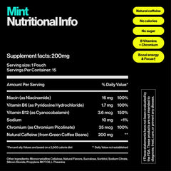 Wip etiqueta ingredientes lista de vitaminas y cafeína natural