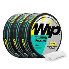 Wip bote frontal menta mostrando 15 pouches, conveniencia inmediata