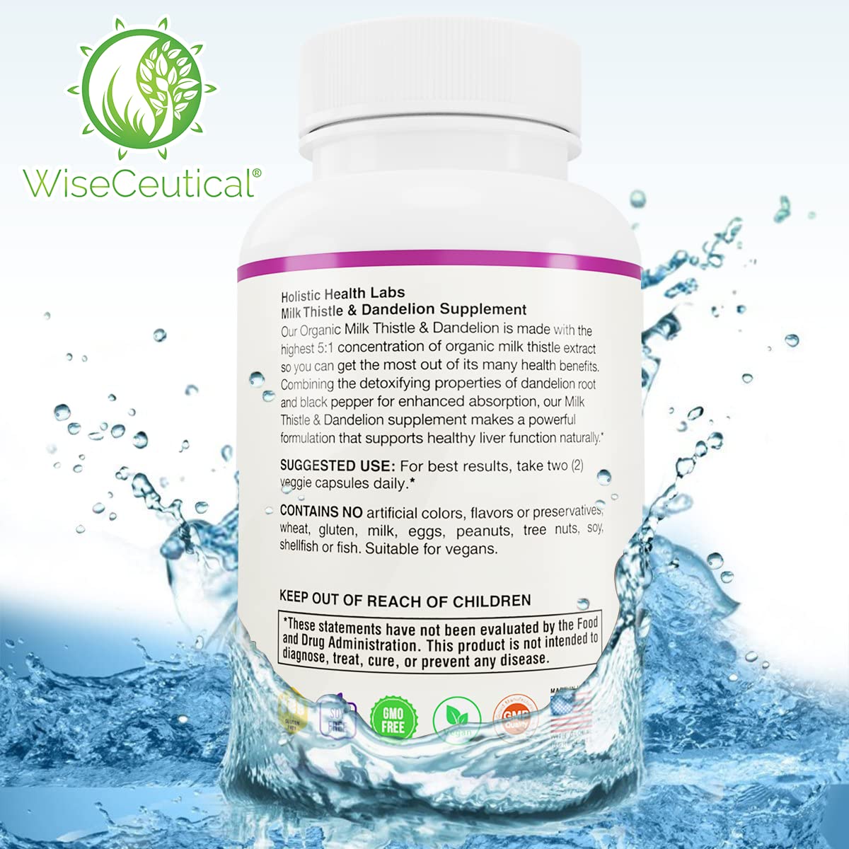 Wiseceutical flor y hoja de cardo mariano mostrando origen vegetal