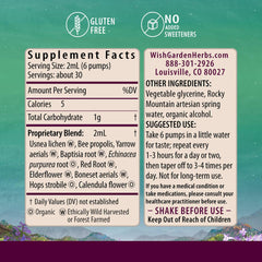 WishGarden etiqueta con lista de ingredientes orgánicos y certificaciones
