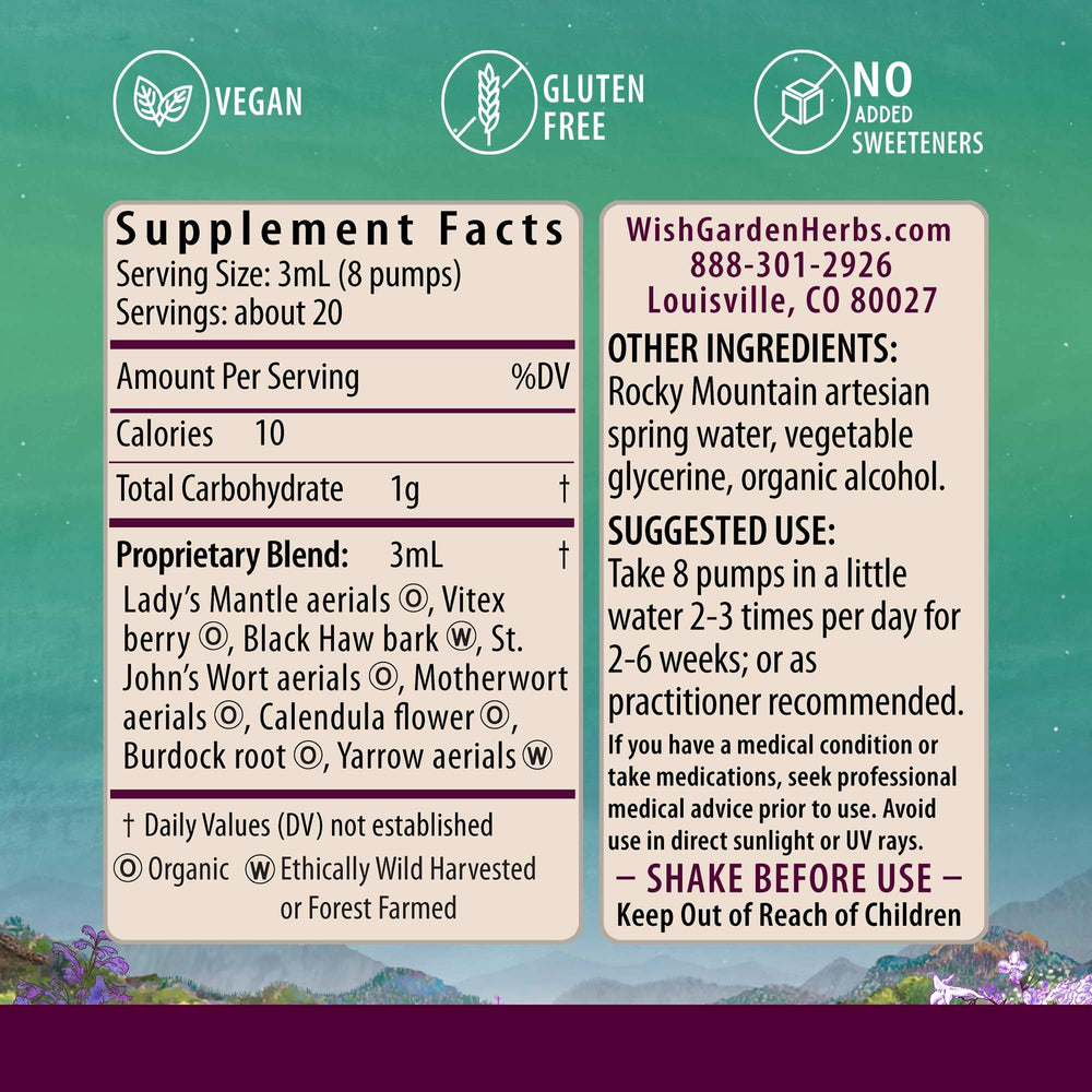 WishGarden etiqueta con ingredientes orgánicos y claridad de formulación