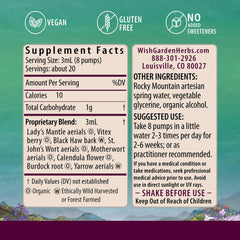 WishGarden etiqueta con ingredientes orgánicos y claridad de formulación