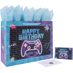 wishinside frente de la bolsa gamer mostrando diseño neón y mensaje festivo