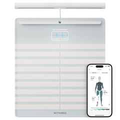 Withings Body Scan frontal mostrando diseño limpio y sensores integrados
