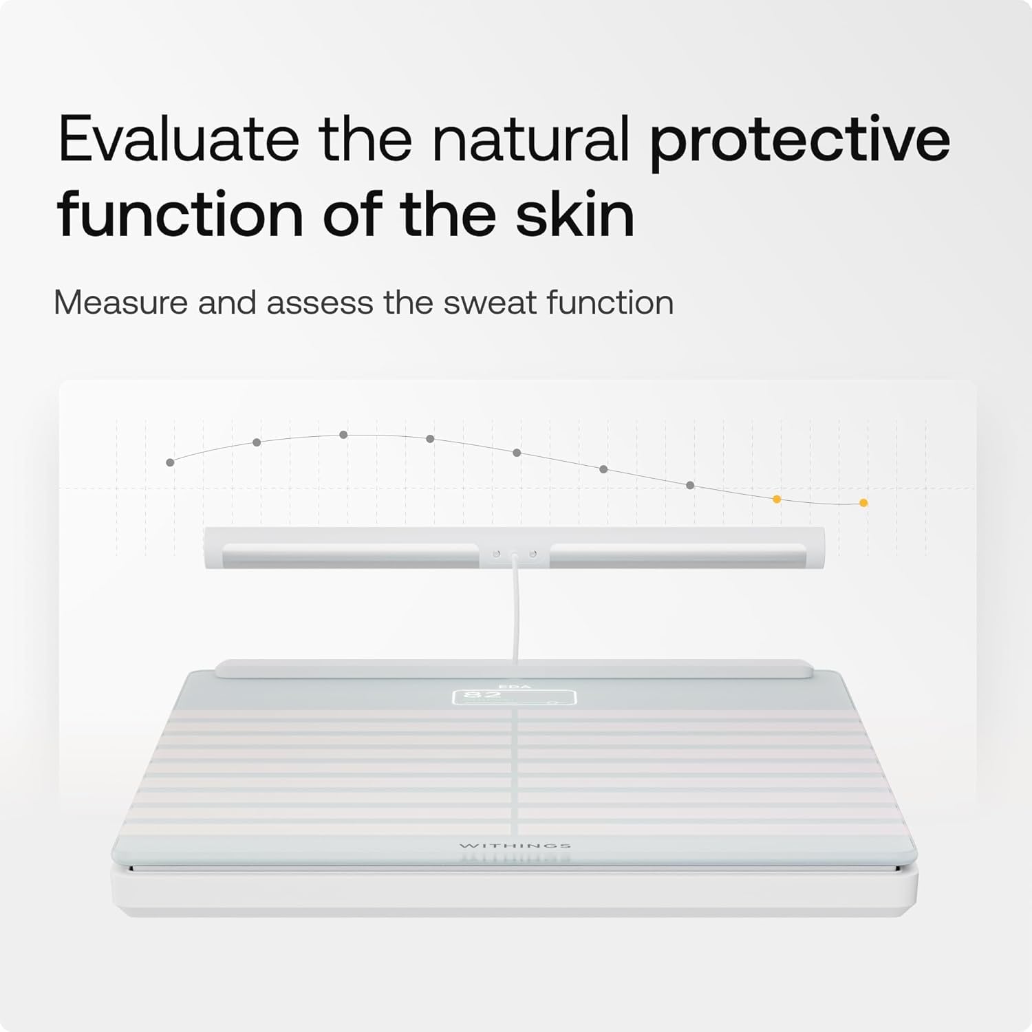 Withings Body Scan comparado con objeto para mostrar escala y perfil compacto