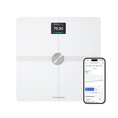 Withings Body Smart vista frontal con pantalla clara y beneficio de lecturas rápidas