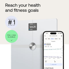 Withings Body Smart detalle de pantalla a color mostrando tendencia y beneficio práctico