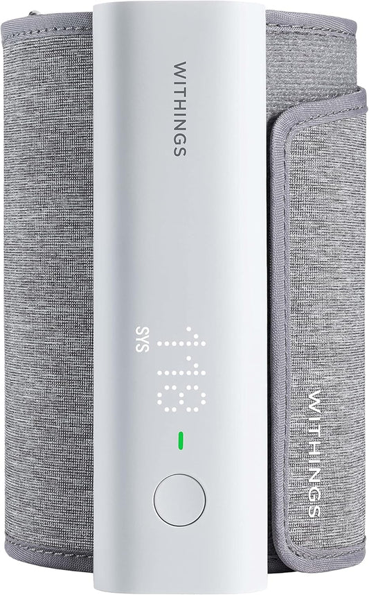 Withings BPM Connect frontal mostrando resultados y beneficio de lectura rápida