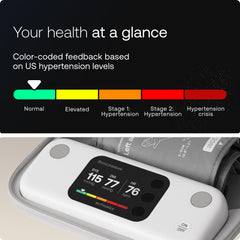 Withings BPM Vision en uso sobre brazo de adulto, uso doméstico sencillo