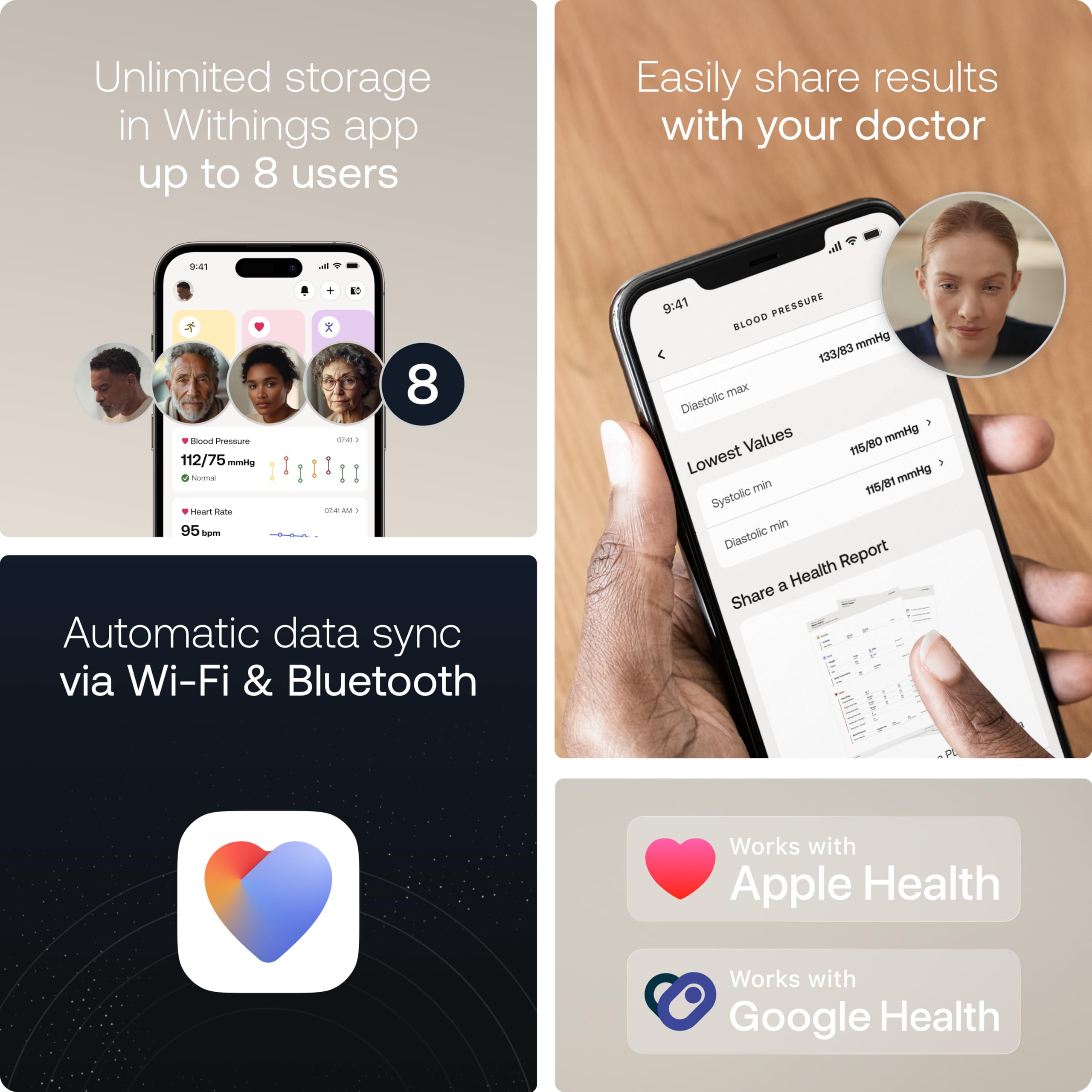 Withings BPM Vision funda abierta usada como soporte, transporte y lectura estable