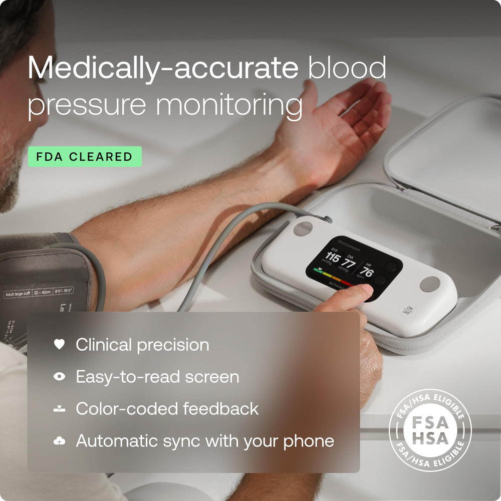 Withings BPM Vision pantalla LCD ampliada con códigos de color, facilita interpretación