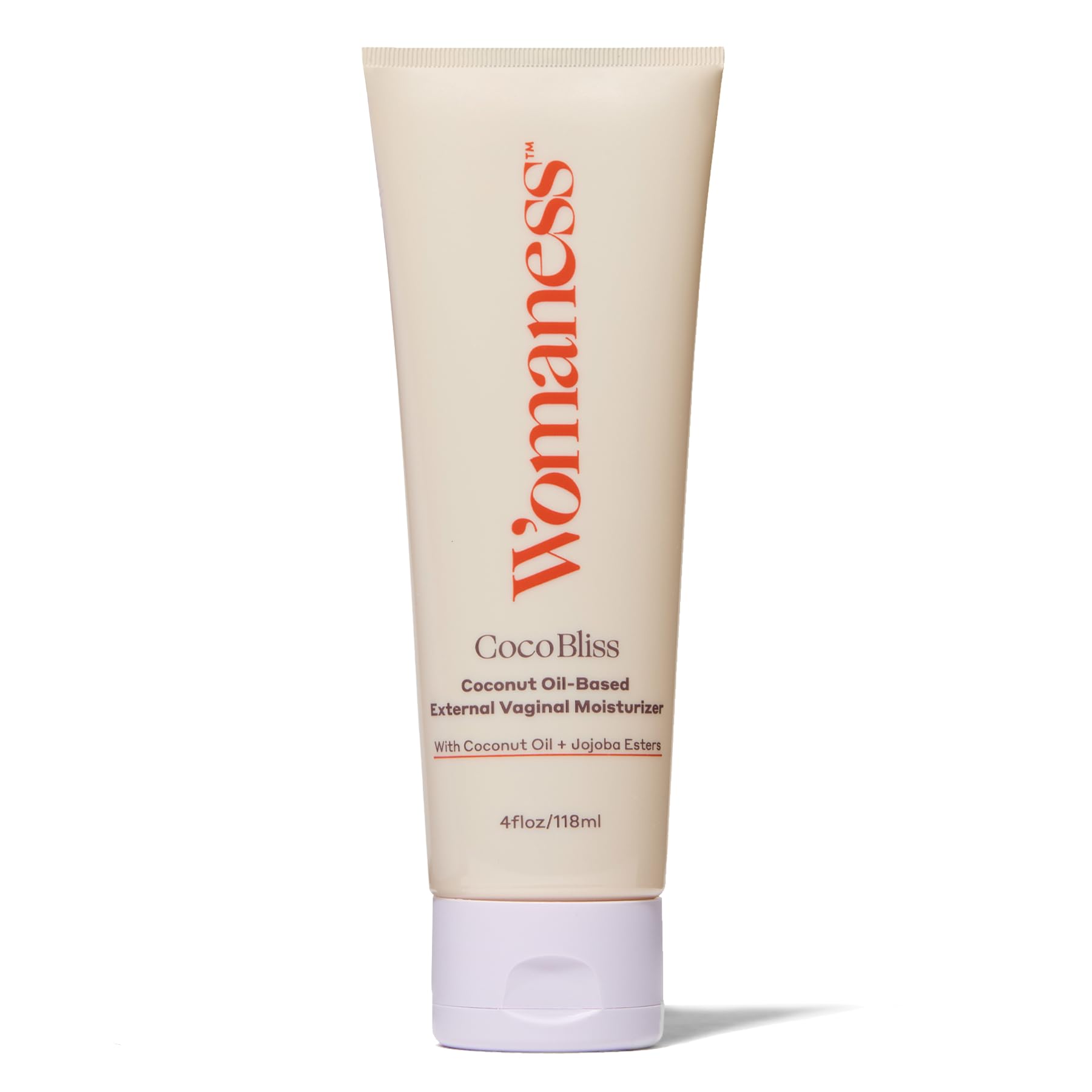 Womaness Coco Bliss tubo frontal mostrando etiqueta y beneficio hidratante