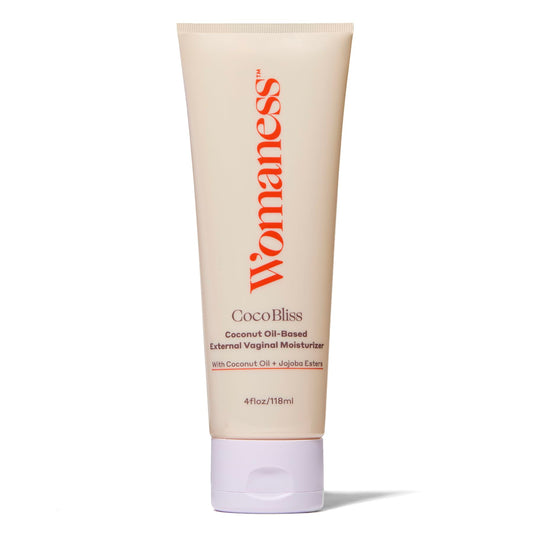 Womaness Coco Bliss tubo frontal mostrando etiqueta y beneficio hidratante