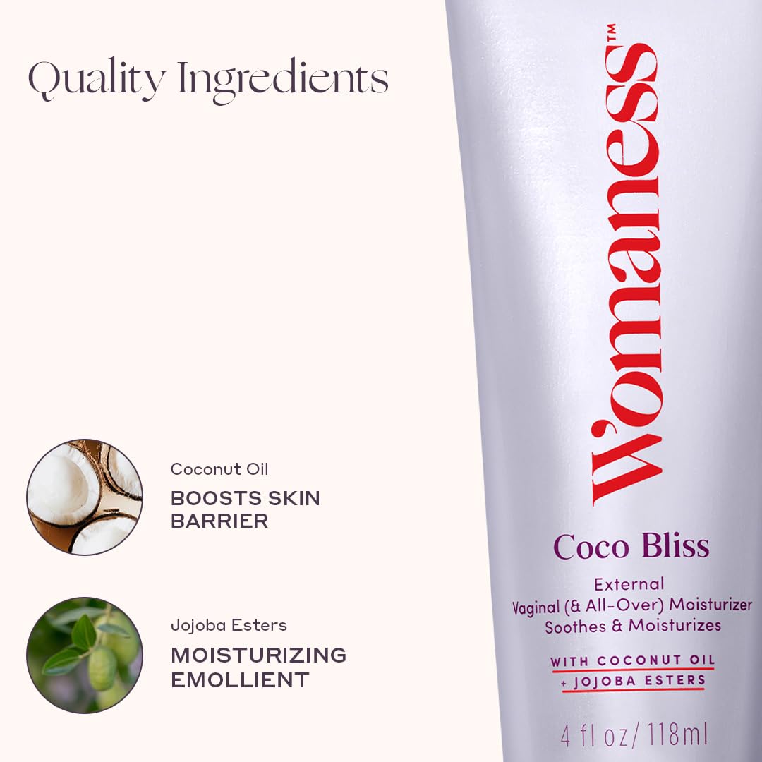 Womaness Coco Bliss ingredientes coco y almendra ilustrando hidratación natural