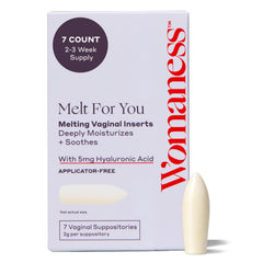 Womaness empaque frontal mostrando caja compacta y discreta con beneficios