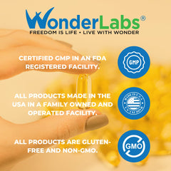 Wonder Laboratories frasco junto a objetos cotidianos para mostrar tamaño real