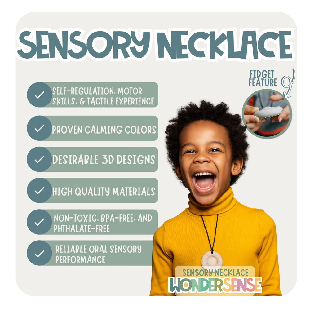 Wonder Sense collar masticable en uso por niño tranquilo